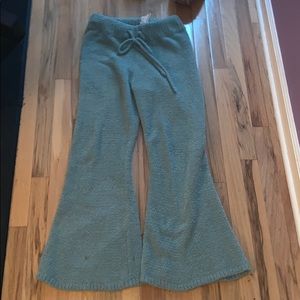 FOREVER 21 FUZZY TEAL FLARE PANTS